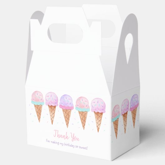 Sweet One Roze Pastel Ijs Verjaardag Bedankdoosjes (Geopend)