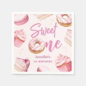 Sweet One Roze Schattige Donuts Meisje 1e Verjaard Servet (Voorkant)