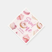 Sweet One Roze Schattige Donuts Meisje 1e Verjaard Servet (Hoek)