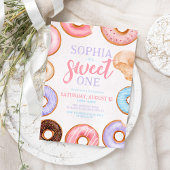 Sweet One Roze Waterverf Donuts 1e Verjaardag Kaart