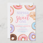 Sweet One Roze Waterverf Donuts 1e Verjaardag Kaart (Voorkant)