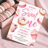 Sweet One Schattige Donuts Roze Meisje 1e Verjaard Kaart