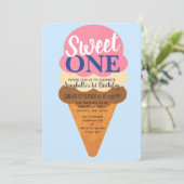 Sweet One Schattige Ice Cream Kinder 1e Verjaardag Kaart (Staand voorkant)