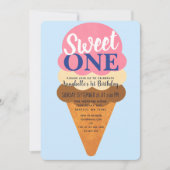 Sweet One Schattige Ice Cream Kinder 1e Verjaardag Kaart (Voorkant)