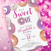 Sweet One Schattigee Donut Roze Meisje 1e Verjaard Kaart