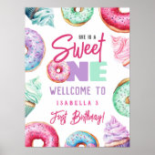 Sweet One Schattigee donuts meisje 1e verjaardag w Poster (Voorkant)