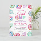 Sweet One Schattigee Doughnuts Meisje 1e verjaarda Kaart (Staand voorkant)