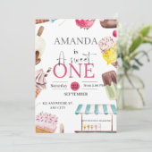 Sweet One Schattigee waterverf 1e verjaardag Kaart (Staand voorkant)