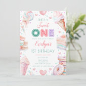 Sweet One Snoep Girl 1e verjaardag Kaart (Staand voorkant)