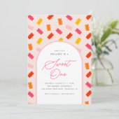 Sweet One Snoep Gummy Beer Meisjes 1e Verjaardag Kaart (Staand voorkant)