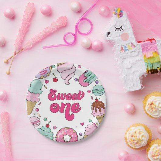 Sweet One Sprinkles Ijs en Cake Verjaardag Papieren Bordje (Feest)