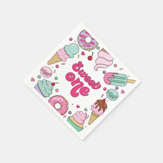 Sweet One Sprinkles Ijs en Cake Verjaardag Servet (Hoek)
