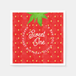 Sweet One Strawberry Birthday Paper Servet