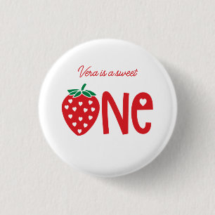 Sweet One Strawberry Theme First Birthday Ronde Button 3,2 Cm
