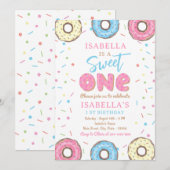 Sweet One strooit Donut 1e verjaardagsfeestje Kaart (Voorkant / Achterkant)