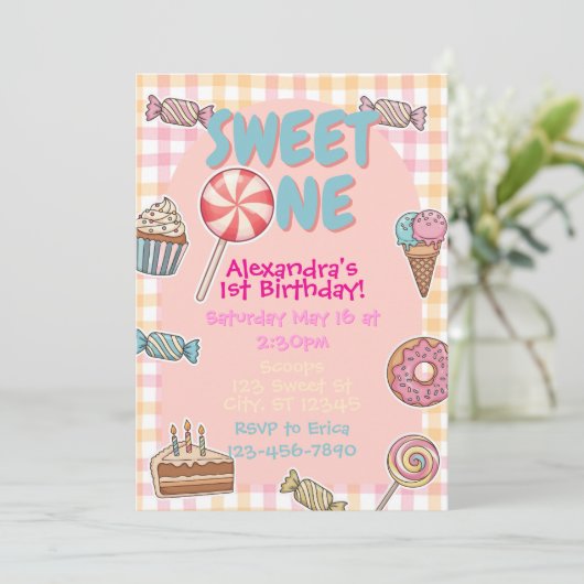 Sweet One, Sweet Treats 1st birthday Kaart (Staand voorkant)
