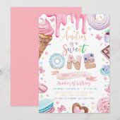 Sweet one Sweets Dessert Donut Snoep Verjaardag Kaart (Voorkant / Achterkant)