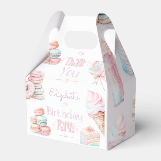 Sweet One sweets pastel birthday party Bedankdoosjes (Voorkant Zijde)