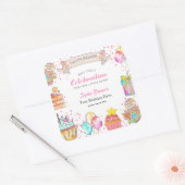 Sweet One Theme girl's 1st Birthday Pink Vierkante Sticker (Envelop)