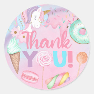 Sweet One Unicorn meisje verjaardag dank u sticker