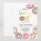 Sweet One Verjaardag Uitnodiging, 1e Verjaardag Me Kaart (Voorkant / Achterkant)