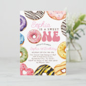 Sweet One Verjaardag Uitnodiging, 1e Verjaardag Me Kaart (Staand voorkant)