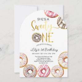 Sweet One Verjaardag Uitnodiging, 1e Verjaardag Me Kaart