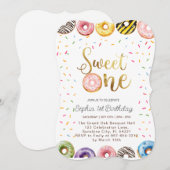 Sweet One Verjaardag Uitnodiging, 1e Verjaardag Me Kaart (Voorkant / Achterkant)