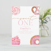 Sweet One verjaardagsfeestje uitnodigingen (Staand voorkant)