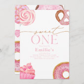 Sweet One verjaardagsfeestje uitnodigingen (Voorkant / Achterkant)