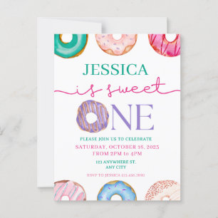 Sweet One watercolor donuts 1e verjaardag  Briefkaart