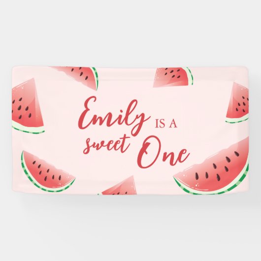 Sweet One Watermelon Verjaardagsbanner Spandoek (Horizontaal)