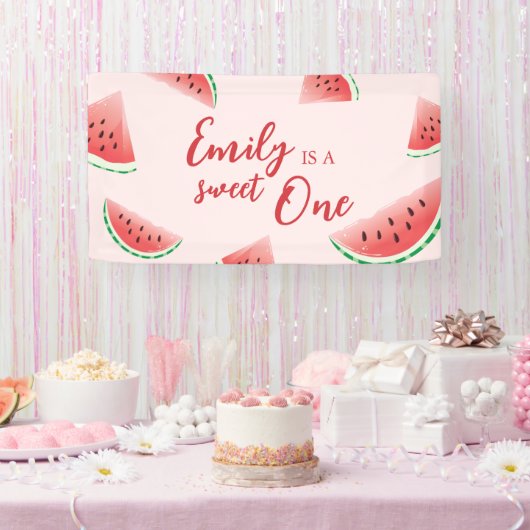 Sweet One Watermelon Verjaardagsbanner Spandoek (Feest)