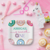 Sweet One waterverf donuts 1e verjaardag Papieren Bordje (Feest)