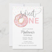 Sweet One Waterverf Girl's 1e Invitation Kaart (Voorkant)