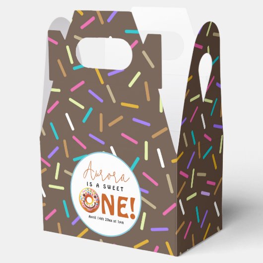 Sweet One waterverf schattige donuts 1 verjaardag Bedankdoosjes (Geopend)