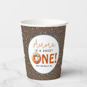 Sweet One waterverf schattige donuts 1 verjaardag Papieren Bekers (Achterkant)