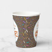 Sweet One waterverf schattige donuts 1 verjaardag Papieren Bekers (Rechts)