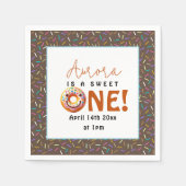 Sweet One waterverf schattige donuts 1 verjaardag Servet (Voorkant)