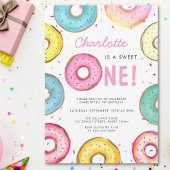 Sweet One Waterverf Schattigee Donuts 1e Verjaarda Kaart