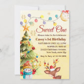 Sweet One wintervakantie 1e verjaardagsfeestje Kaart (Voorkant)
