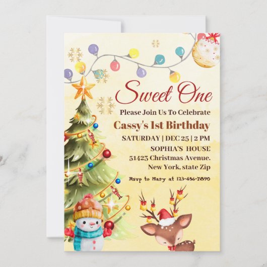 Sweet One wintervakantie 1e verjaardagsfeestje Kaart (Voorkant)
