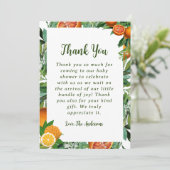 Sweet Oranje Baby shower Hartelijk dank Bedankkaart (Staand voorkant)