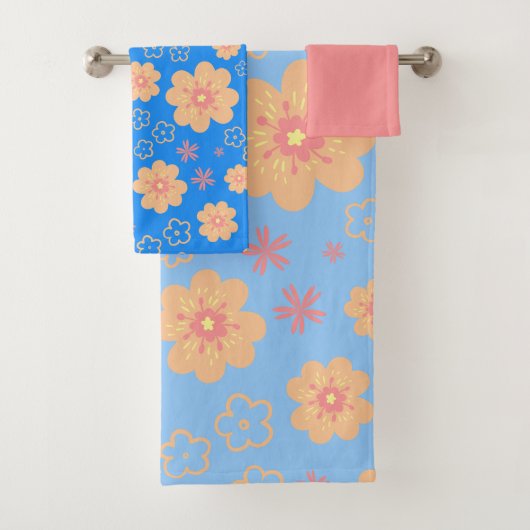 Sweet Oranje Floral Pattern Bath Towels Bad Handdoek (Insitu)