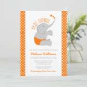 Sweet Oranje Grijze baby Shower Invitations Kaart (Staand voorkant)