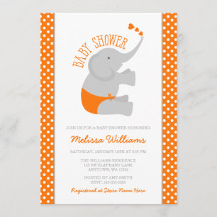 Sweet Oranje Grijze baby Shower Invitations Kaart