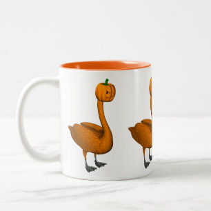 Sweet Oranje Halloween Swan Tweekleurige Koffiemok