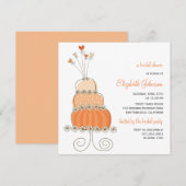 Sweet Oranje Trouwtaart Vrijgezellenfeest Uitnodig Kaart (Voorkant / Achterkant)