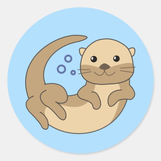Sweet Otter zwemt in het water grappige otter Ronde Sticker (Voorkant)