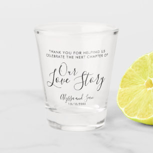 Sweet Our Love Story Weddenschap FAVOR Bomboniere Shot Glas